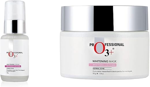 O3+ Whitening Serum for Pigmentation Control and Skin Brightening, 50ml &amp; O3+ Whitening Mask for Skin Whitening, Tightenin...