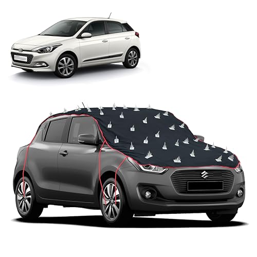 Image of Dog Protection Spike Car Cover for Hyundai Elite i20 Bonnet to Roof Easy Installation with 4 Elastic Hook Strap | Anti-Scratch Soft Cotton Inner | Complete Protection from Street Dogs & Monkeys