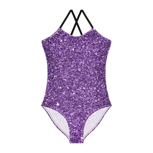 Bolaz Girls Swimsuits One-Piece Bathing Suits Multicolor Kids Summer Beach Swimwear for 3-10 Years Old-Purple Sequin