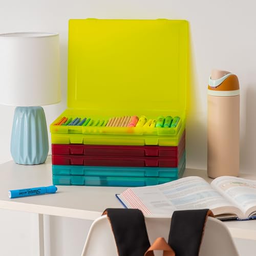 Image of IRIS USA 6-Pack A4 File Box Paper Cases |Made in USA| Fits 8.5 inch x 11 inch Letter Paper, Portable & Stackable - Multi-Color