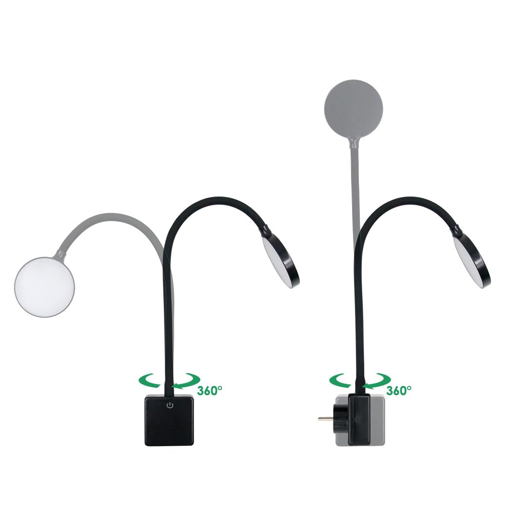 ENUOTEK Lamparas de Lectura Nocturna LED Regulable Tactil con Enchufe Aplique Pared Incorporado 4W 350Lm Luz Neutra 4000K Sin Función de Control Remoto Lot de 2