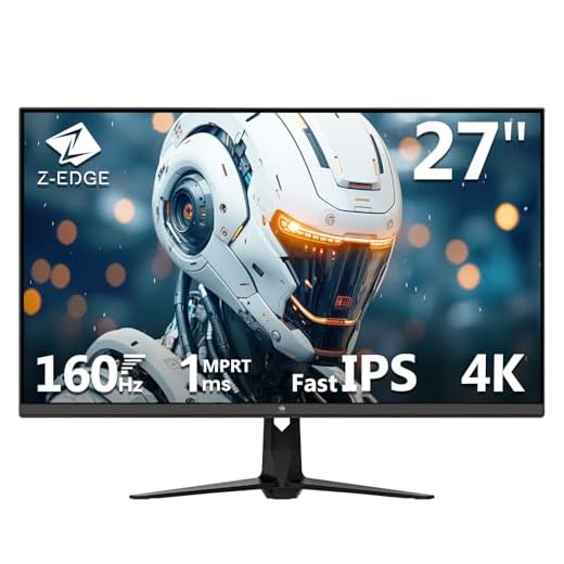 Z-Edge 27 Zoll 4K Gaming Monitor 160Hz 1ms UHD Monitor 3840x2160 IPS Panel, 450cd/m² Helligkeit, 1,07 Milliarden Farben, HDR10, FreeSync, HDMI 2.1 & DisplayPort 1.4, VESA Kompatibel, Schwarz
