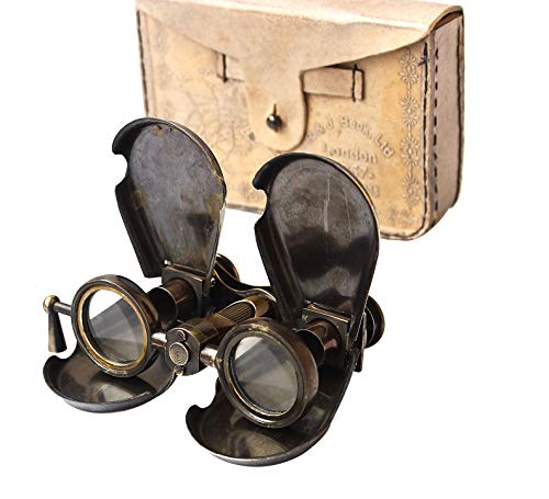 Vintage Antique Spy Glass 1857 R & J Beck Brass Binocular With Leather Case #TOP6