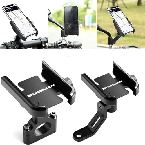 DSKGJES Pasuje do Suzuki Burgman AN125 AN200 AN400 AN650 motocykl uchwyt na telefon komórkowy nawigacja gps lustro uchwyt na kierownicę akcesoria(Set3 Gold)