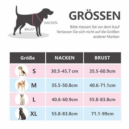 PHOEPET No Pull Hundegeschirr Verstellbares Hundewestengeschirr für den täglichen Spaziergang mit Schnalle am Hals und reflektierenden Streifen, Kontrollgriff für mittlere und große Hunde(Schwarz,M)