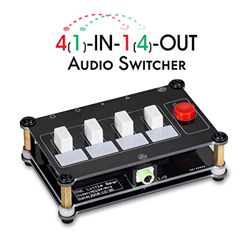 Nobsound Little Bear 4 Way Audio Switch; 3.5mm Audio Switcher; Stereo AUX Audio