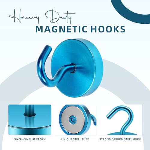 Image of Neosmuk Magnetic Hooks Steel Tube Design for Cruise,130lb+ RoyalBlue,10 Pack