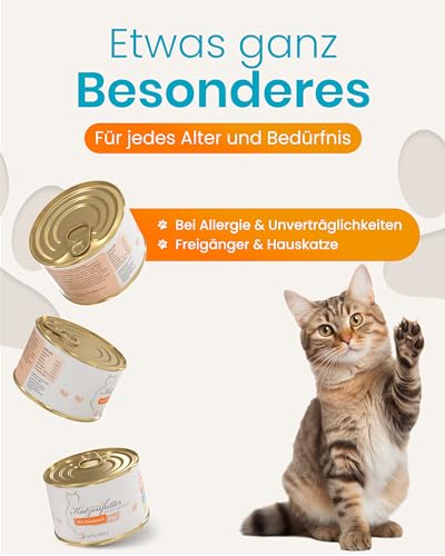Lucky-Kitty Katzenfutter Nass Pute, 95% Fleisch I Katzenfutter ohne Getreide & Zucker, Lebensmittelqualität I Nassfutter für Katzen, Keine Zusätze I Kittenfutter Made in Germany I 4x200g