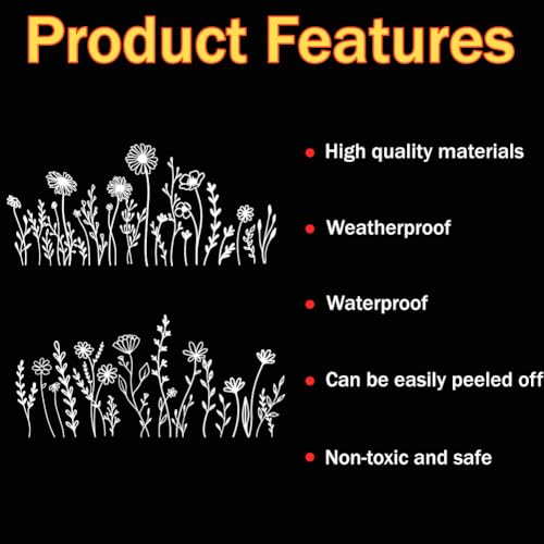 Image of 2Pcs Flowers Car Sticker for Headlight Waterproofs Headlight Window Decal for Vehicles Wildflowers Boho Car Sticker Decoration