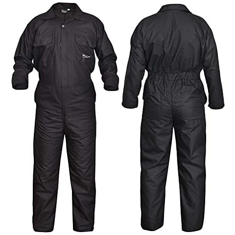 SHYNE KILTS U.K Black Men's Coverall Overalls Boiler Suit Coveralls Work Wear Mechanics Boilersuit (XL) Cover