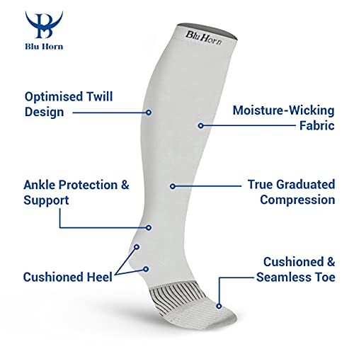 Image of Knee High Compression Socks 15-20 mmHg - Everyday Use Improves Blood Circulation, Relieves Pain & Swelling (S /M, Gray (1-Pair))