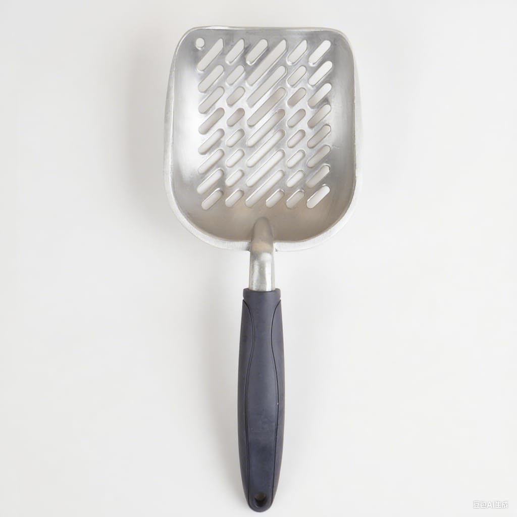 Navy Handle Giant Metal cat Litter Scoop Stainless Steel Oblique Hole Litter Box Scoop Size 13.58" Lx5.51 Wx1.97 H image 3
