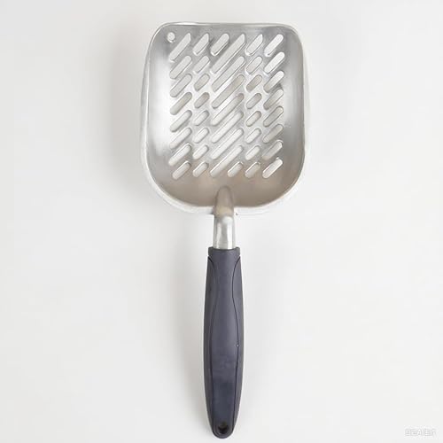 Miniatura 3 de Chi-buy Cuchara de arena para gatos de metal gigante de acero inoxidable con agujero oblicuo, tamaño 13.58 pulgadas de largo x 5.51 pulgadas de