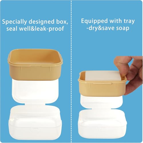 2 Pack Estuche para Jabón de Viaje, Portador de Jabón en Barra con Bandeja de Drenaje y Cierre Seguro para Gimnasio, Camping, Ducha (Verde y Amarillo) miniatura 4