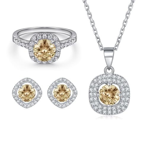 Ensemble de bijoux moissanite et or 14 carats Gemlux pour femme de luxe