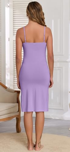 Image of Slip Dress for Women Adjustable Spaghetti Straps Under Dresses Basic Full Slips Cami Long Slip Dress Nightgown