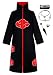 KuKiee Unisex Long Ninja Robe Akatsuki Cloak Halloween Cosplay Costume Uniform (Medium, Stand Collar Cloak with Accessories)