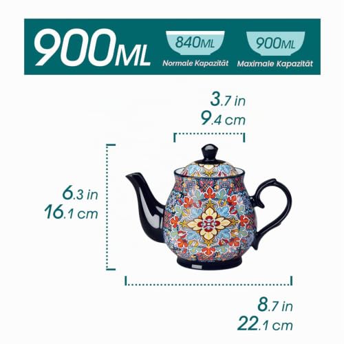 vancasso SIMI Porzellan Teekanne 840 ml, Böhmischer Stil, Twilight Bloom – Ansicht 2