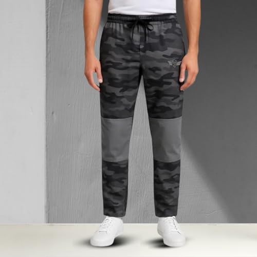 Image of Men's Spandex Polyester Track Pants | Stretchable Dry-Fit Activewear Bottoms for Gym, Running, Training & Sports | Lightweight Elastic Waist Straight Fit Trackpant for Men