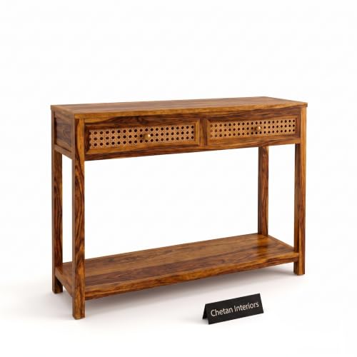 Image of Solid Sheesham Wood Console Table for Living Room Furniture | Hallway Enteryway Console for Home and Office | (Honey Finish-03)