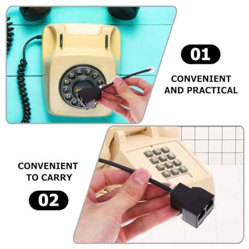 Image of Gadpiparty 4Pcs Rj11 Rj14 6P4C Telephone Line Adapter Splitter with Detachable 4-Core Cable for Landline Phones, Telephone Accessories for Home and Office Use, Black
