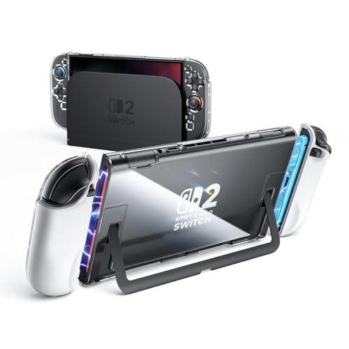 JSAUX Funda acoplable para Nintendo Switch 2 2025, funda protectora de agarre de PC + TPU, accesorios compatibles con consola Switch 2 y controlador JoyCon, diseño dividido