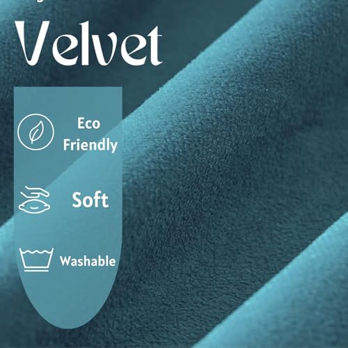 Image of Cushion Covers Velvet Set of 3, 16 inch x 16 inch (Aqua)
