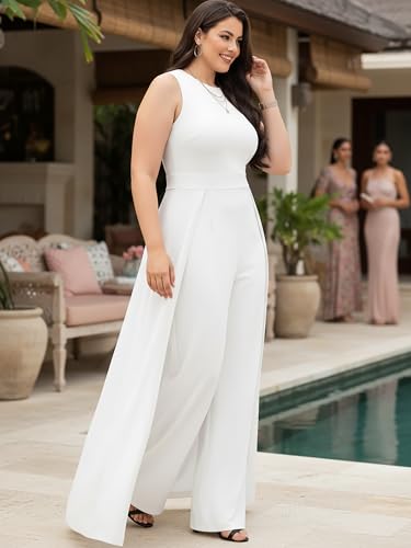 Image of KOH KOH Womens Sleeveless Flattering Dressy Long Pant Cape Elegant Jumpsuit