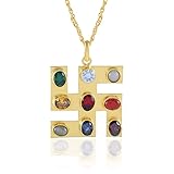 Brass Goldplated Swastik Hindu Astrology Rashi ratan Pendant jewellery for Men and Women, Medium, Metal, No Gemstone