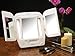 JERDON Modern Tri-Fold Makeup Mirror with Lights - Vanity Mirror with 5X Magnification & Multiple Light Settings - White Base - Model JGL10W