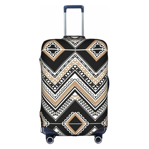 Housse de bagage élastique XL motif zigzag noir et blanc avec fermeture éclair