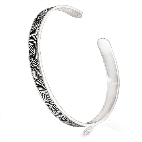 Silbernes Herrenarmband. Manschettenarmband für Herren. Personalisiertes Herrenarmband mit Gravur. Dicke Manschettenmänner. Armband für Ihn. Individuelles Jubiläumsgeschenk in Silber für Männer.