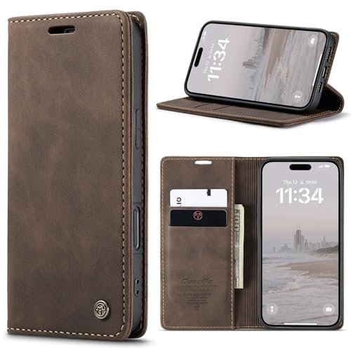 Ya en manzanajugosa.com: Phernykas Funda para iPhone 17 Libro Case, Cierre Magnético Función Soporte Bloqueo RFID Proteccion Flip Wallet Carcasa Móvil para iPhone 17 Funda, Café