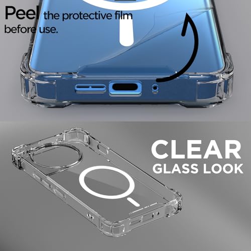 Image of Outlouders Back Cover for OnePlus 12R 5G Mag-Safe Transparent PC + TPU Bumper Case with Magnetic Support Shockproof Protection (Transparent Mag-Safe)