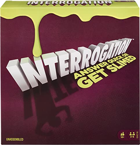 Mattel Games Interrogation Trivia Slime Game with Crane, Bag of Slime and 112 Cards, Team Quiz for Adults and Teens, Makes a Great Game for 14 Year Olds and up