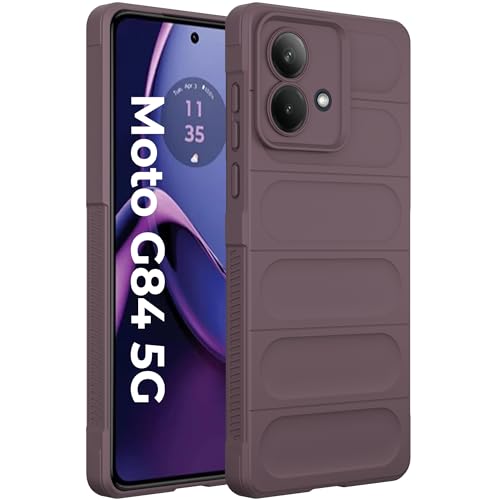Image of A rtistque Liquid Silicone Stripes Back Cover Case for Motorola G84 5G | with Camera Protection | with Inner Fabric | Anti Slip Grip | AirBag Case - Purple