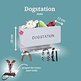INEXTERIOR Hundegarderobe CLASSIC aus Holz - personalisierbar - in Deutschland handgefertigt - Aufbewahrung für Hundeleinen (Grau, Schriftzug Dogstation)