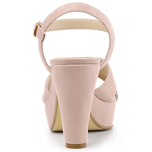 Allegra K Women's Platform Chunky Heel Ankle Strap Dust Pink Sandals 7.5 M US3