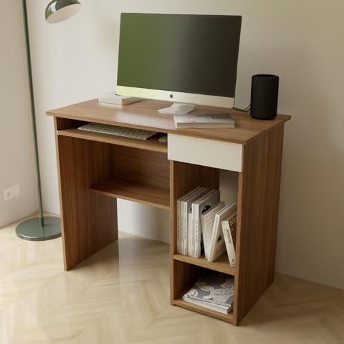 Image of Victor Engineered Wood Study Table | Multi-Purpose Study Table | Computer Table for Students | Office Table with 1 Drawers | Desk for Work from Home | 1 Year Warranty - Leon Teak