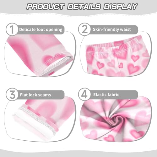 Girls' Leggings Ankle Length Printed Leggings Pink Blur Heart Soft Comfortable Pants for Kids 4-10 Years4