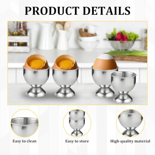 5-Piece Set Egg Cups (4 Pcs & 1 Egg Opener), Elegant Boiled Egg Holder for Breakfast and Brunch, Stackable Egg Cup Set for Home Cooks, Durable and Easy to Clean - Image 3