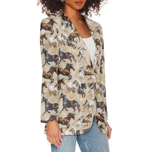 Women's Casual Blazers One Button Lapel Collar Sports Coat with Pocket Lightweight Long Sleeve Suit Jackets2