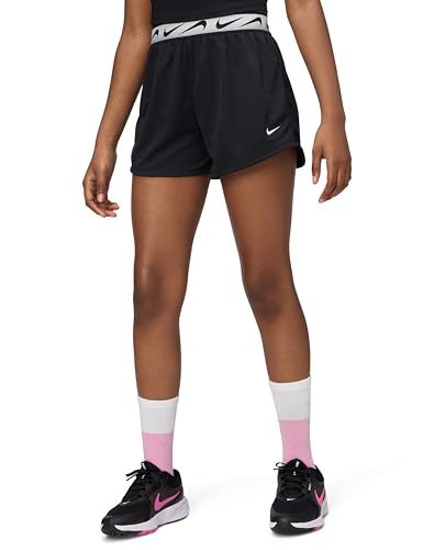 Nike Dash Girls Dri-FIT Running Shorts Black/Light Smoke Grey/White Large