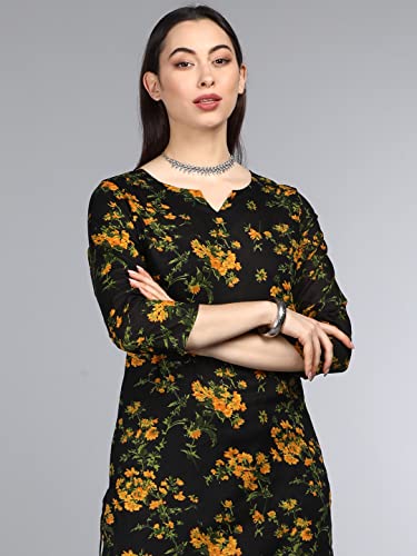 Image of Vaamsi Women's Cotton Blend Floral Printed Straight Kurta