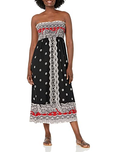Image of Angie Women's Printed Smocked Bodice Strapless Maxi Dress