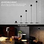O’Bright Sandy- Cordless LED Floor Lamp for Outdoor/Indoor, Rechargeable, Water Resistant, Dimmable, Carry Light, Adjustable Height Stand Lamp for Patio, Living Room, Bedside, Table Night Lamp, Black - Image 2