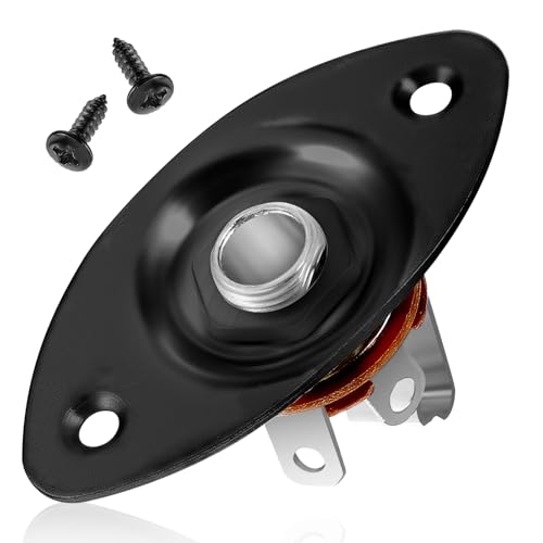 Guitar 1/4 Jack Plug Socket Plate Black