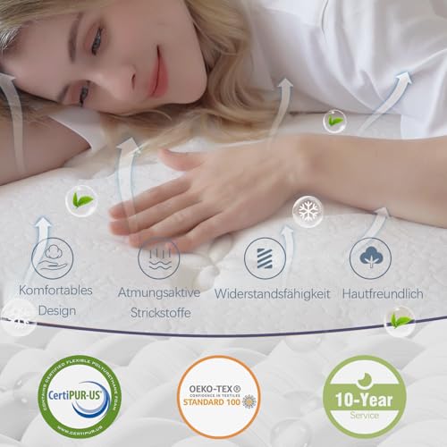 Bednew Matratze 160 x 200cm, 30.5cm Federkernmatratze, H3 Höhe 7-Zonen Orthopädische Taschenfederkernmatratze mit Comfort Memory-Schaum… – Ansicht 2