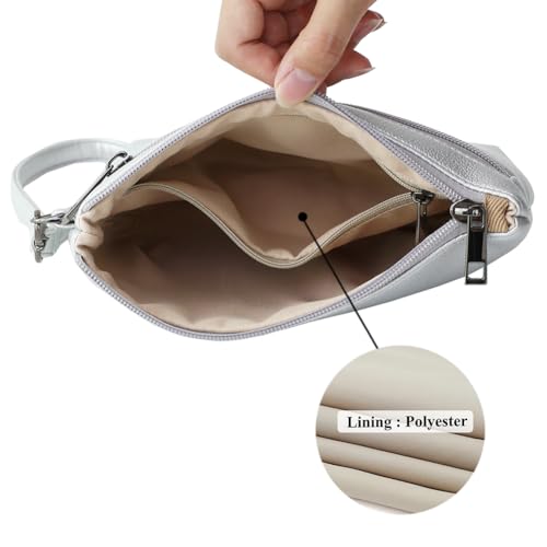 Image of Small Wristlet Wallets for Women, Zip Clutch Bag with Wristlet Pouch, 3-Zipper Original Design