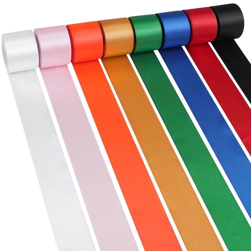 LIUYAXI 80 Yards Rainbow Satin Ribbon 1-1/2 Inch x 8 Rolls,Double Faced Stain Ribbon for Gift Wrapping Craft Party Decoration Baby Shower Wedding